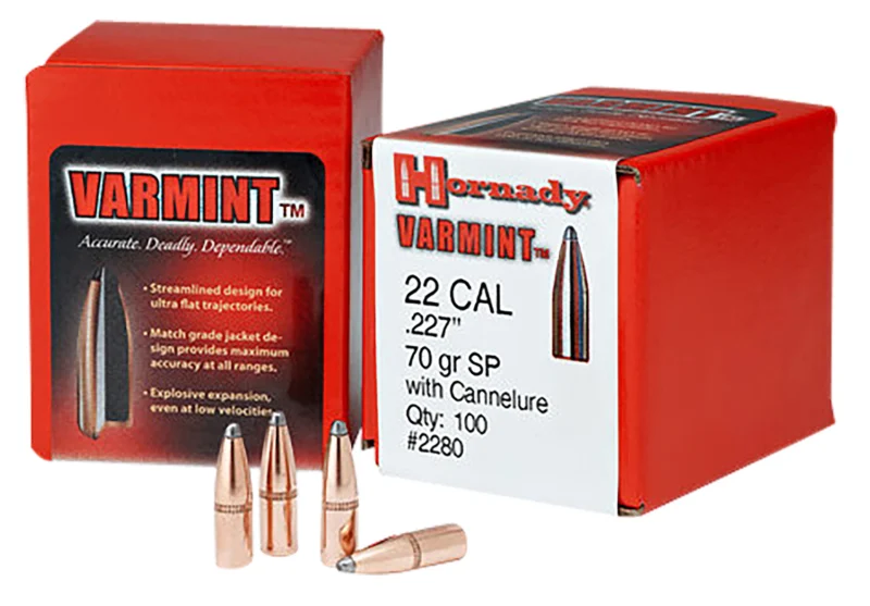 Hornady Traditional Varmint .22 Cal .224 Spire Point bullets 100 per box