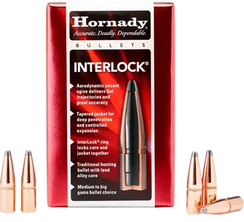 Hornady InterLock .308 165 gr Jacketed Soft Point bullets, 100 count box