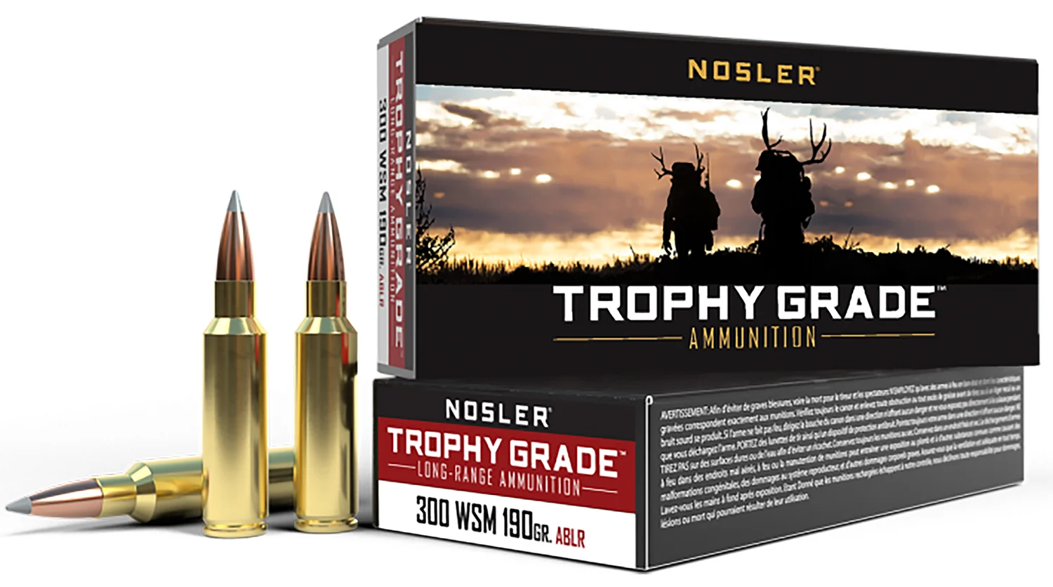Nosler Trophy Grade Long Range .300 WSM 190 gr AccuBond‑LR ammunition — 20 rd box