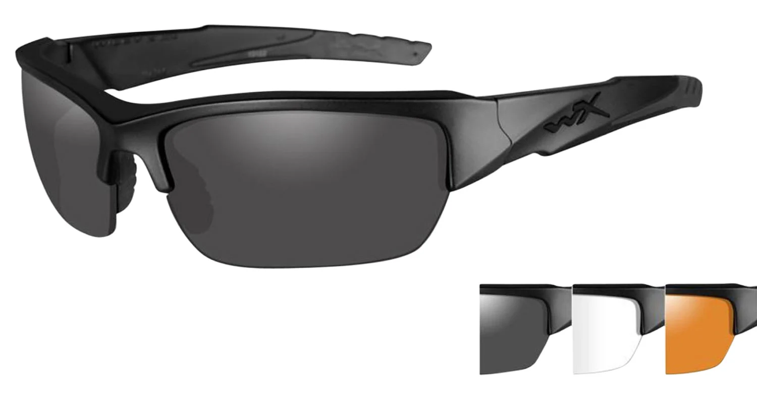 Wiley X Eyewear CHVAL06 Valor safety glasses matte black with smoke/clear/rust lenses