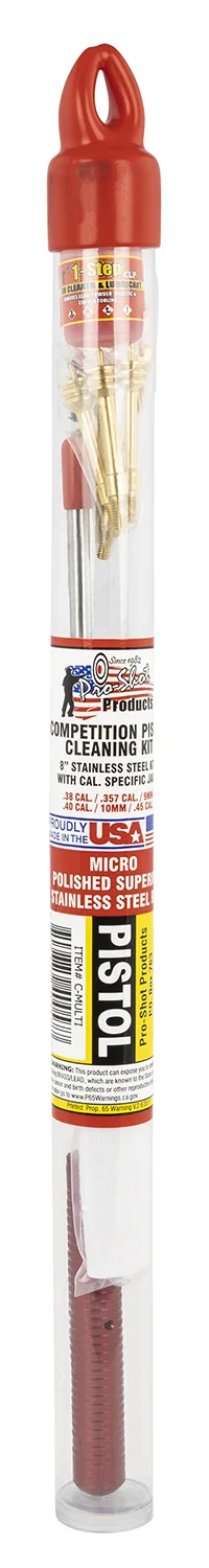 Pro-Shot Competition Pistol Cleaning Kit C-Multi 8-inch multi-caliber (.38/9mm/.40/10mm/.45)