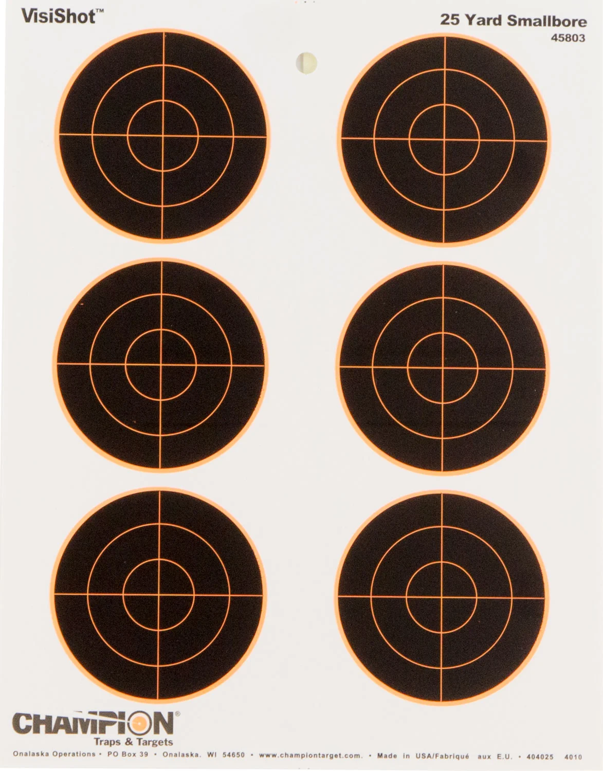 Champion VisiShot 3-inch bullseye paper targets 8.5x11, 10 pack