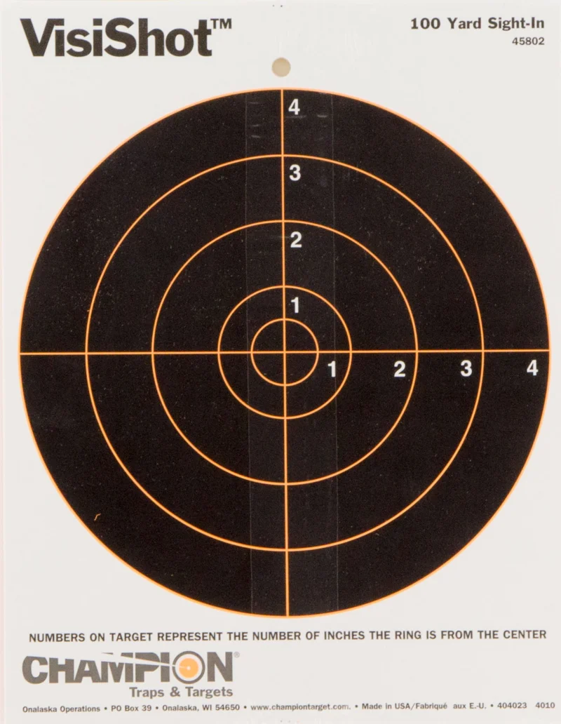 Champion VisiShot 8-inch bullseye paper targets, 10 pack, 8.5 x 11 inches
