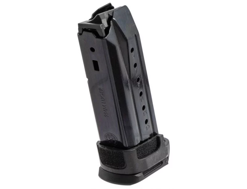 Ruger Security-9 Compact 15-round 9mm blued steel magazine with polymer adapter