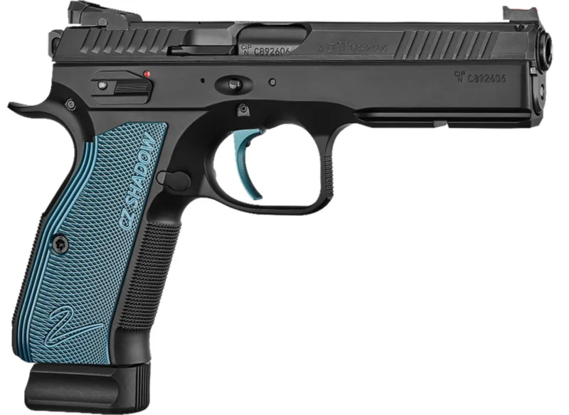 CZ Shadow 2 Optic-Ready 9mm pistol 4.89 in barrel black frame blue grips