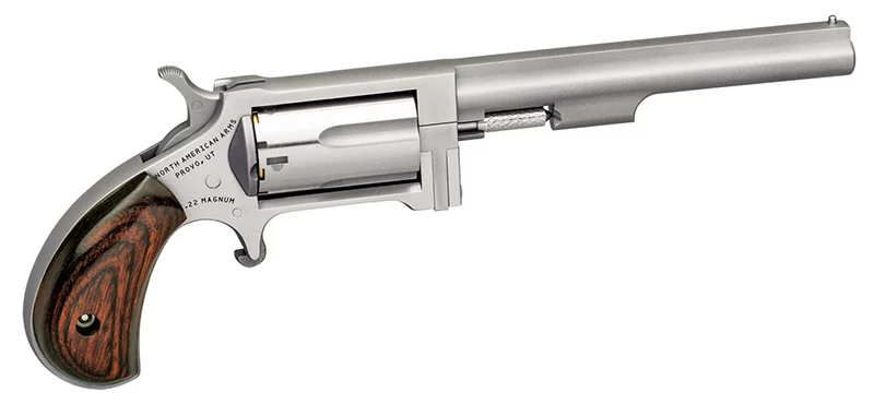 North American Arms Sidewinder SW4 .22 WMR 4-inch stainless revolver with rosewood bird's-head grip