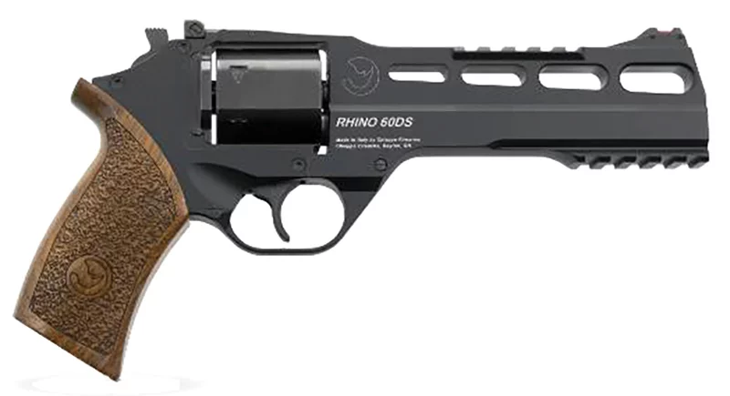 Chiappa Rhino 60DS 6-inch revolver black anodized frame with walnut grips