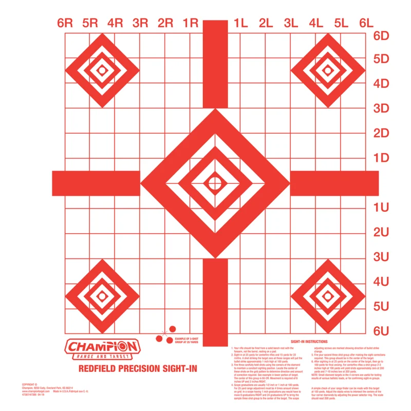 Champion Redfield Precision Sight-In Target 10 pack, white/red diamond aiming points