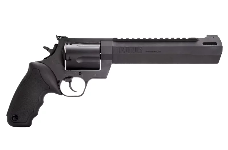Taurus Raging Hunter .460 S&W Magnum revolver with black rubber cushioned grip and Picatinny rail
