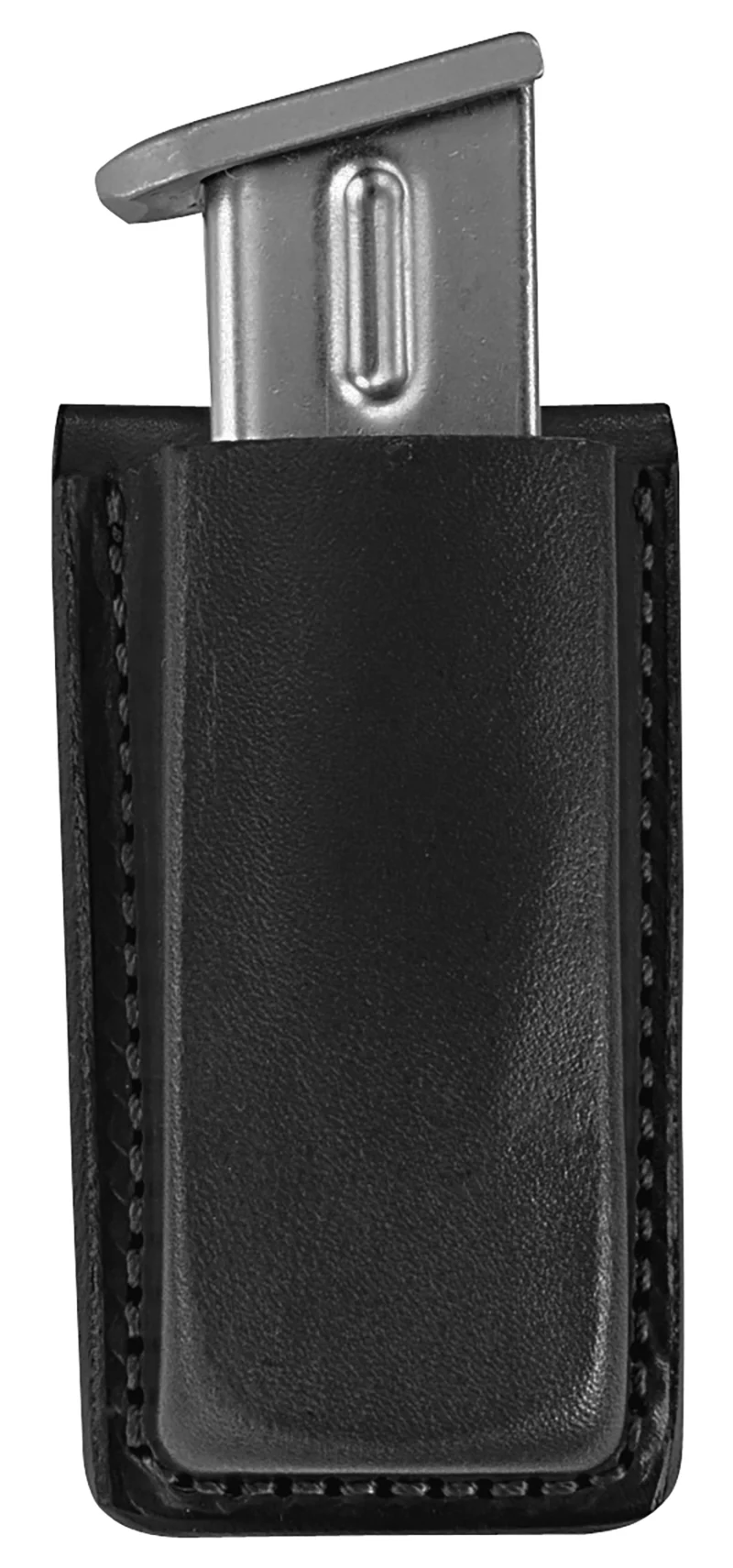 Bianchi 18056 open top single leather magazine pouch, black, with belt clip