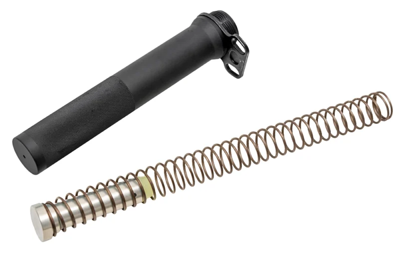 CMMG pistol receiver buffer kit with buffer tube, buffer, spring, and ambidextrous sling end plate