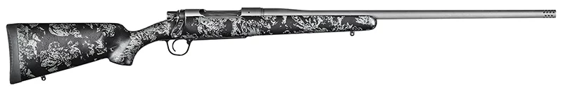 Christensen Arms Mesa FFT 6.5 PRC 20 inch rifle in Tungsten Cerakote with black and gray FFT carbon stock