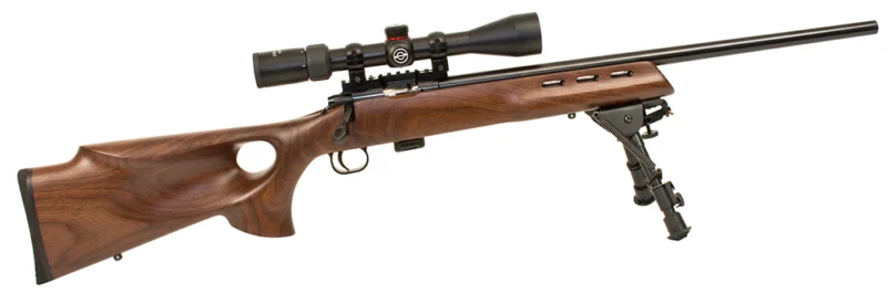 Davey Crickett 722 Varmint Bolt Action .22 LR 20 inch blued bull barrel thumbhole walnut package