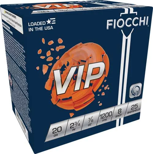 Fiocchi VIP 20GA 2.75in 7/8oz #8 shot 25 per box