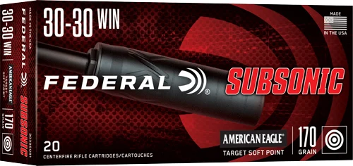 Federal Subsonic .30-30 Win 170gr ammunition box, 20 rounds