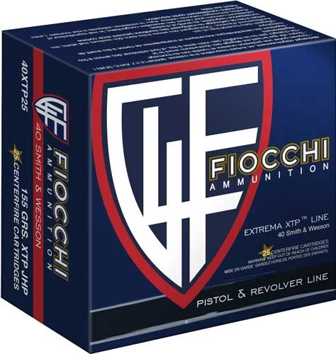 Fiocchi .40 S&W 155 gr XTP Jacketed Hollow Point ammunition, 25-round box
