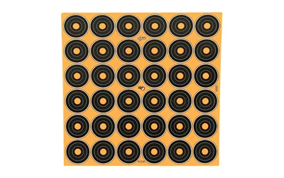 EZ-Aim Splash self-adhesive 1 in. bullseye targets 12-pack black/orange with bright yellow impact