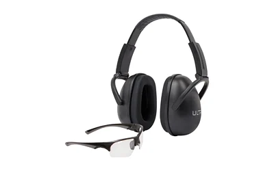 Allen ULTRX Blocker ear and eye protection combo with black earmuffs and clear safety glasses