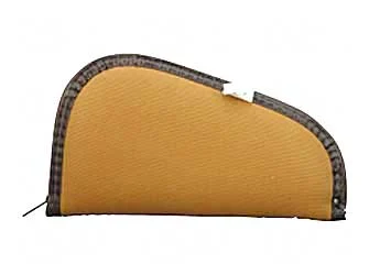 Allen 11 inch cloth handgun case in assorted earth tones with Endura shell, foam padding, and full-length zipper