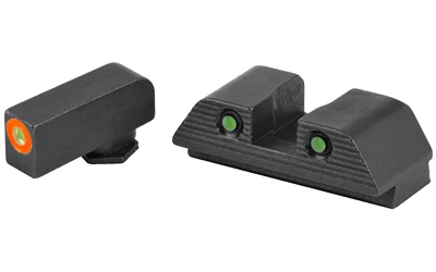 AmeriGlo Trooper tritium front (orange outline) and green tritium rear sights for Glock Gen 5