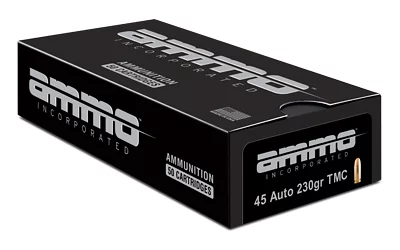 Ammo Inc Signature .45 ACP 230gr TMC 50rd box packaging and cartridges