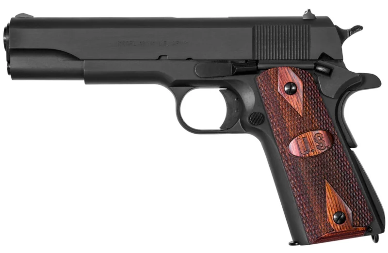 Auto-Ordnance 1911BKO9W 1911 A1 9mm pistol, matte black finish, checkered wood grips