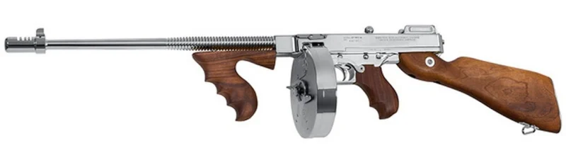 Auto-Ordnance AO 1927A-1 45ACP semi-auto rifle with 50-round drum and 20-round stick, hard chrome finish
