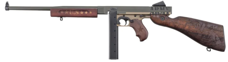 Auto-Ordnance AO Army Commemorative Tommygun TM1C4 .45 ACP 16.5in barrel O.D. Green and Coyote Tan Cerakote walnut stock