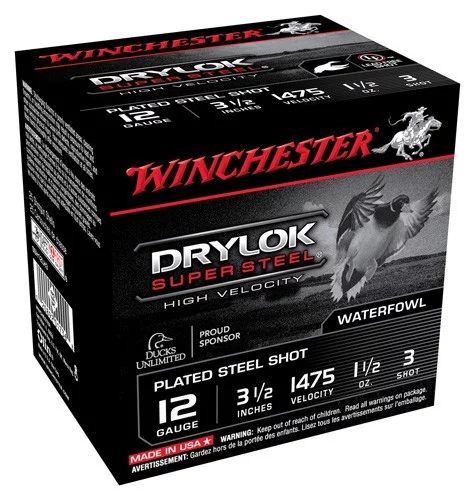 Winchester Drylok Super Steel 12ga 3.5in 1-1/2 oz #3 shot box