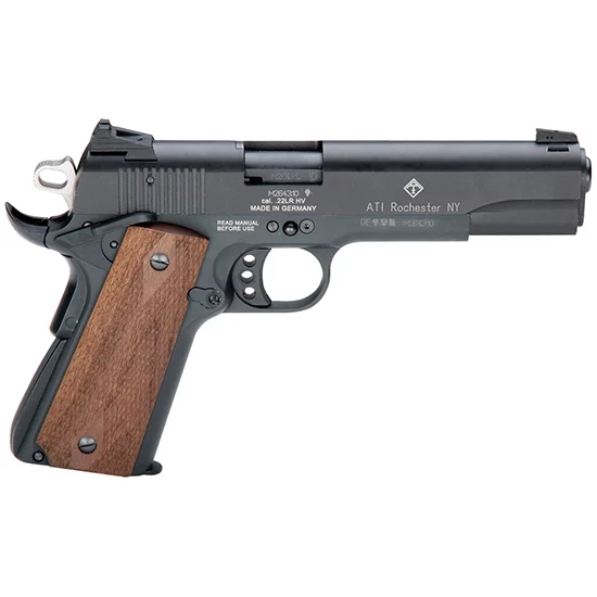 GSG M1911 .22 LR 5 inch threaded barrel black finish with wood-style grips