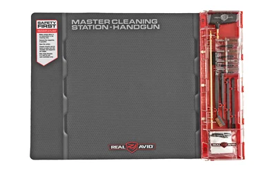 Real Avid Master Cleaning Station handgun kit with neoprene mat fits .22 9mm .357 .38 .40 .45
