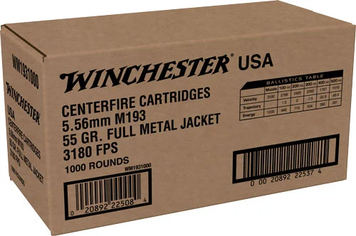 Winchester USA 5.56x45 55gr FMJ 1000rd Box chester USA 5.56x45 55gr FMJ 1000rd Box Ammo