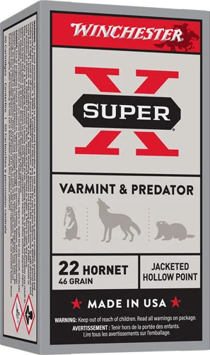 Winchester Super-X .22 Hornet JHP 50rd Box chester Super-X .22 Hornet JHP 50rd Box Ammo