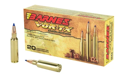 Box of Barnes VOR-TX .300 WSM 165gr TTSX BT rifle ammunition, 20 rounds per box