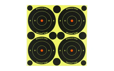 Birchwood Casey Shoot-N-C 3 inch bullseye self-adhesive targets 240 pack black yellow chartreuse
