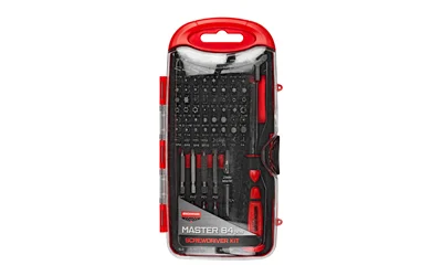Birchwood Casey Pro Screwdriver Set 40-piece in red plastic storage case with assorted bits