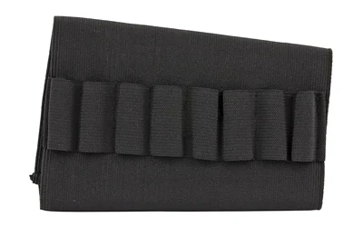 Bulldog Cases buttstock rifle shell holder in black nylon holding eight cartridges