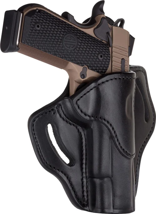 1791 Gunleather BH1 black leather outside-the-waistband holster, right-hand, American steel clip