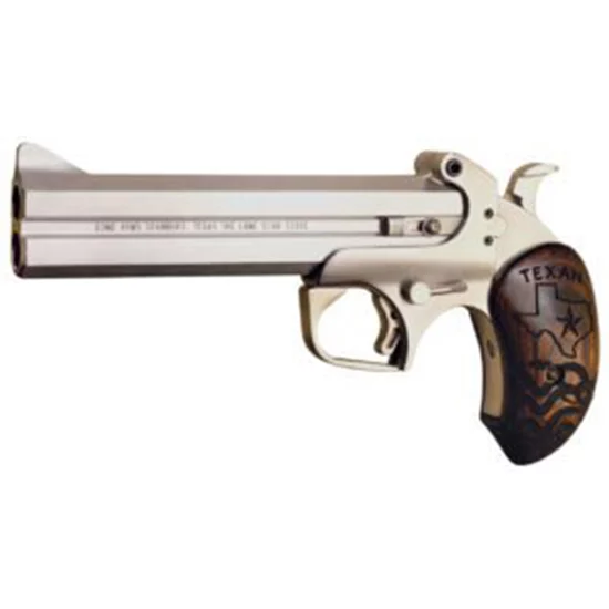 Bond Arms Texan .45LC/.410 6-inch stainless derringer with engraved rosewood grip