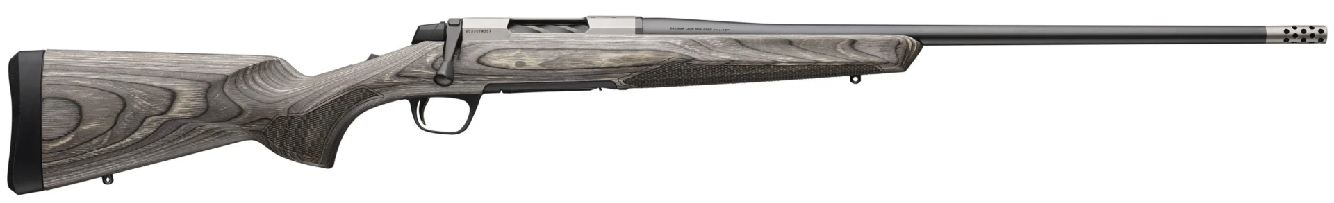 Browning X-Bolt 2 Hunter Laminate rifle 7mm Rem Mag 26 in threaded barrel radial muzzle brake gray stock