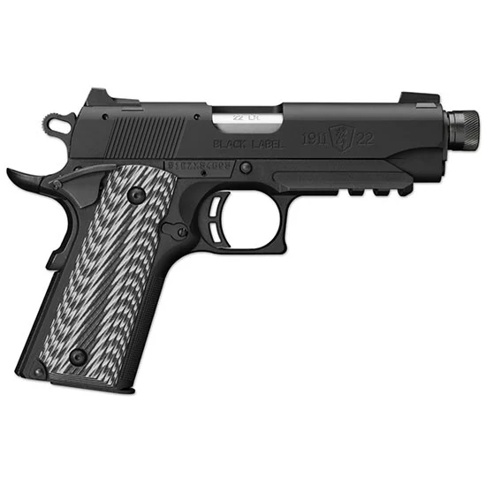 Browning 1911-22 Black Label Compact suppressor-ready pistol with G10 grips and Picatinny rail