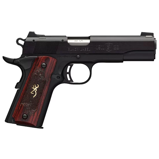 Browning 1911-22 Black Label Medallion .22 LR pistol with 4.25 inch barrel and rosewood grips