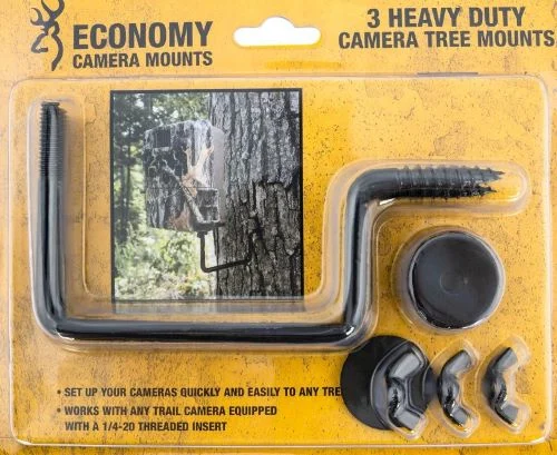 Browning Trail Camera Economy Tree Mount 3-pack all-steel screw mounts attached to tree trunk