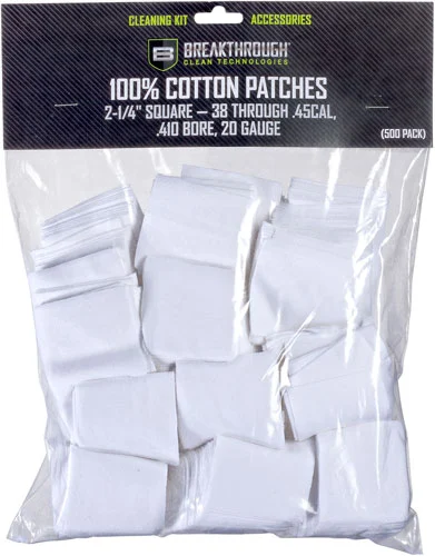Breakthrough Clean 2.25 inch square cotton cleaning patches 50-pack for .38-.45 cal and .410/20GA