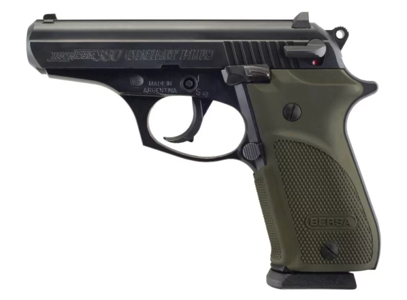 BERSA Thunder 380 Combat Plus .380 ACP 3.5-inch pistol matte black with OD green rubber grips