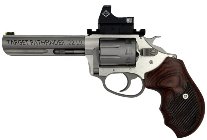 Charter Arms Target Pathfinder .22 LR 4.20-inch revolver with rosewood grips and micro optic