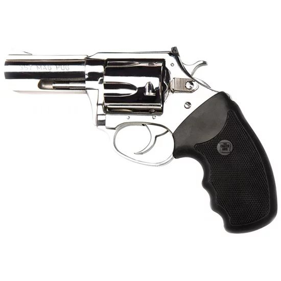 Charter Arms Mag Pug .357 Magnum 3-inch Hi-Polish Stainless revolver with black rubber grip