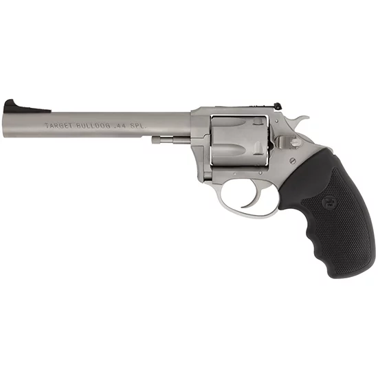 Charter Arms Target Bulldog .44 Special 6-inch Stainless Steel Revolver with Black Rubber Grip