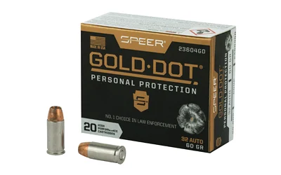Speer Gold Dot 32 ACP 60 gr Hollow Point ammunition — 20 rounds per box