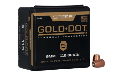 Speer Gold Dot 9mm 115 gr hollow point bullets 100 count product image